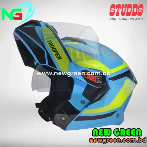 Studds Trooper Modular Helmets-Blue & Neon Green