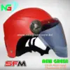 SFM Open Face Helmets Red With Black Visor